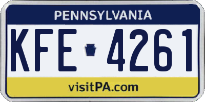 PA license plate KFE4261