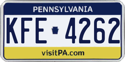 PA license plate KFE4262