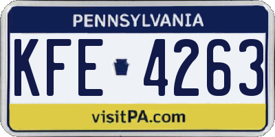 PA license plate KFE4263