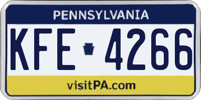 PA license plate KFE4266