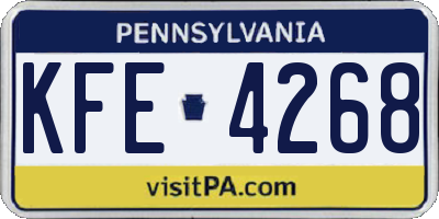 PA license plate KFE4268