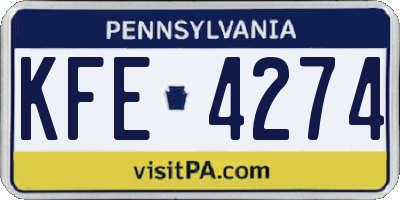 PA license plate KFE4274
