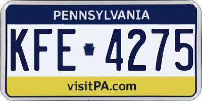 PA license plate KFE4275