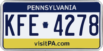 PA license plate KFE4278