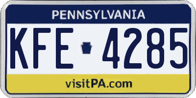 PA license plate KFE4285