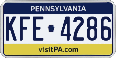 PA license plate KFE4286