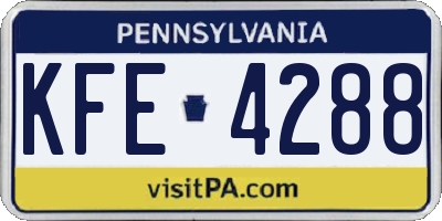 PA license plate KFE4288