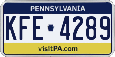 PA license plate KFE4289
