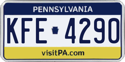 PA license plate KFE4290