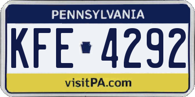 PA license plate KFE4292