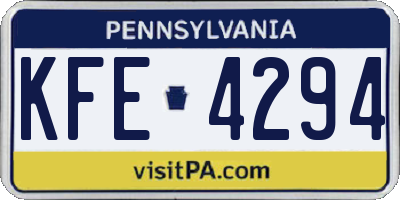 PA license plate KFE4294