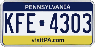 PA license plate KFE4303