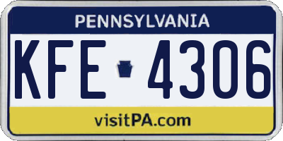 PA license plate KFE4306