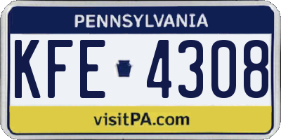 PA license plate KFE4308