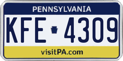 PA license plate KFE4309