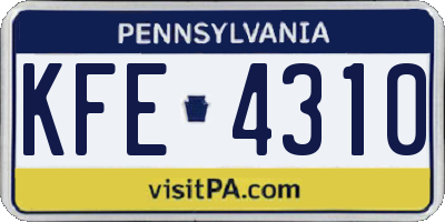 PA license plate KFE4310