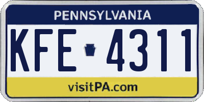PA license plate KFE4311