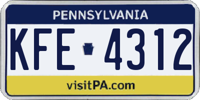 PA license plate KFE4312