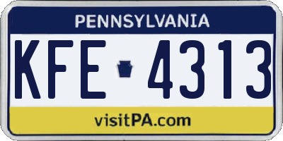 PA license plate KFE4313