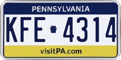 PA license plate KFE4314