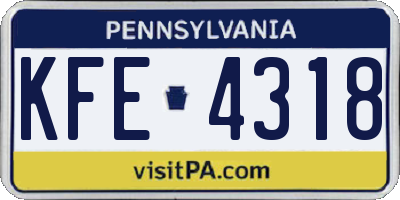 PA license plate KFE4318