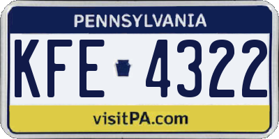 PA license plate KFE4322