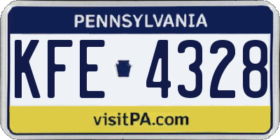 PA license plate KFE4328