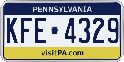 PA license plate KFE4329