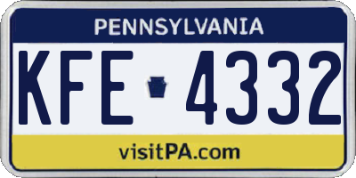 PA license plate KFE4332