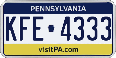 PA license plate KFE4333