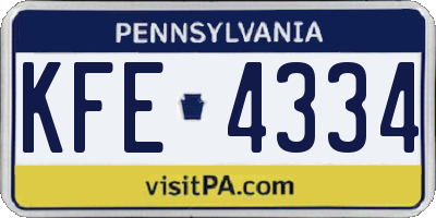 PA license plate KFE4334