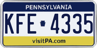PA license plate KFE4335