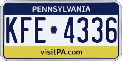 PA license plate KFE4336