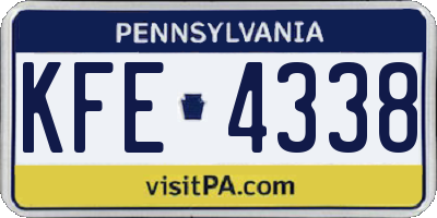 PA license plate KFE4338