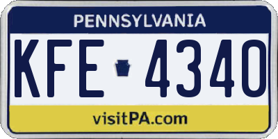 PA license plate KFE4340