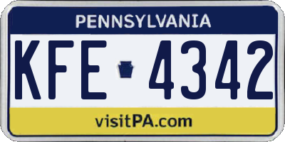 PA license plate KFE4342
