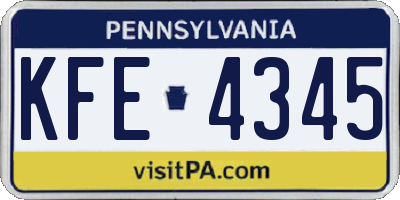 PA license plate KFE4345