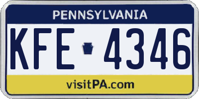 PA license plate KFE4346