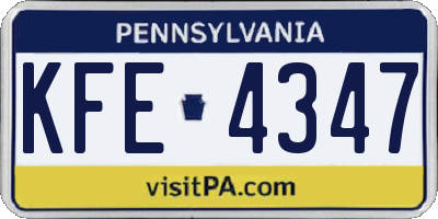 PA license plate KFE4347
