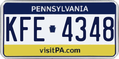 PA license plate KFE4348