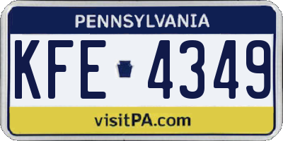 PA license plate KFE4349