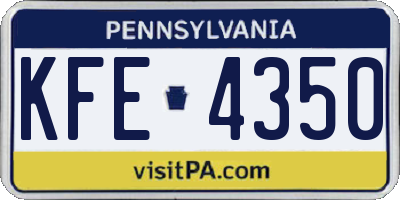 PA license plate KFE4350