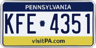 PA license plate KFE4351