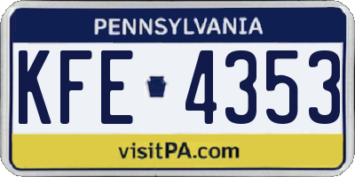 PA license plate KFE4353
