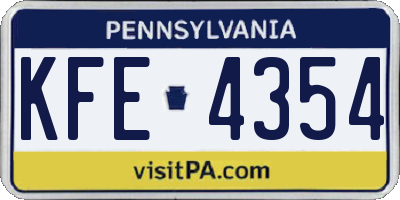 PA license plate KFE4354