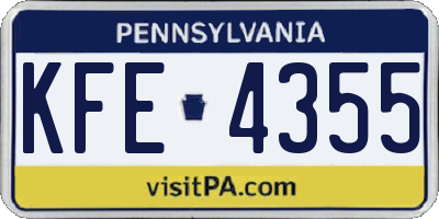 PA license plate KFE4355