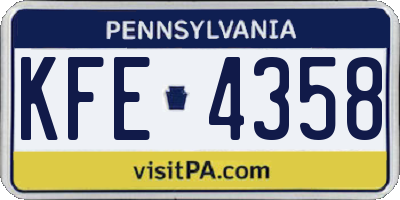 PA license plate KFE4358