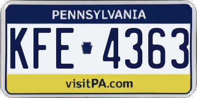 PA license plate KFE4363