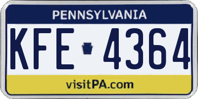 PA license plate KFE4364