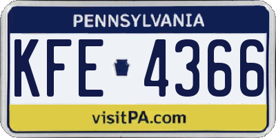 PA license plate KFE4366